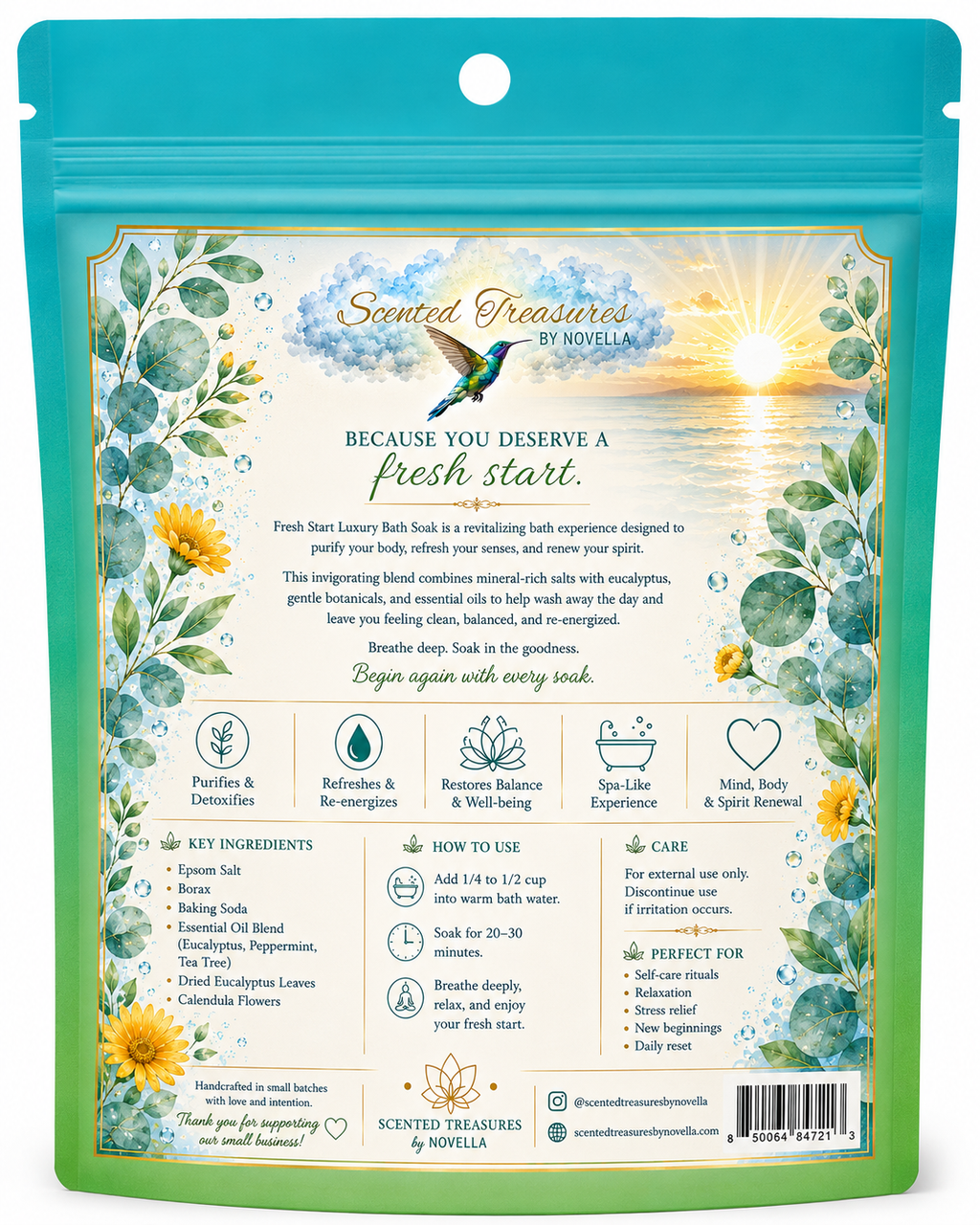 Fresh Start Detox Bath Soak | Eucalyptus & Peppermint Refresh (8oz)