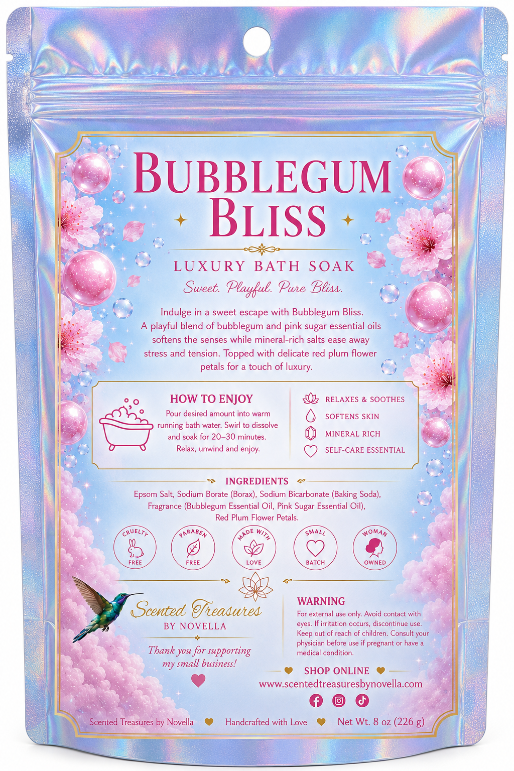Bubblegum Bliss Bath Soak | Luxury Mineral Spa Blend (2 oz)